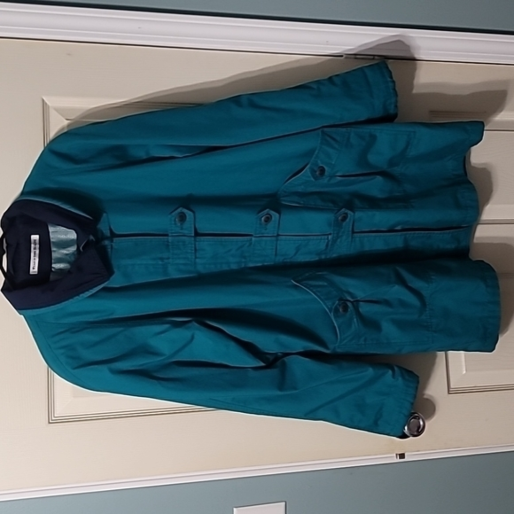 Vintage Misty Harbor Teal Zip & Button Rain Cost Women's 8 Excellent Condition.‎